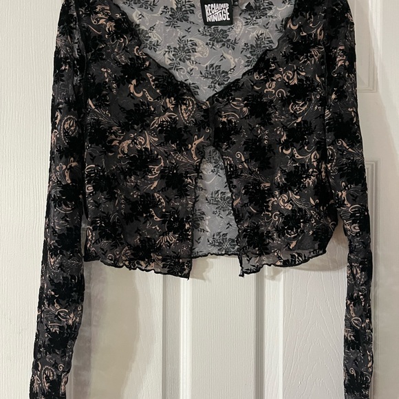 Reclaimed Vintage Size 8 Skirt And Shirt Lace Black/gold See Thought, made - Picture 5 of 14